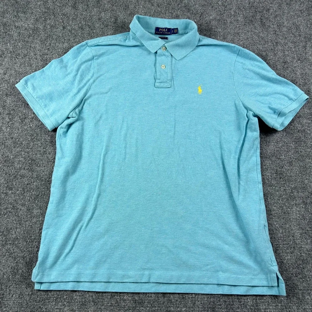 Polo Ralph Lauren Polo Shirts Mens L Blue White Bundle 2pk Classic Fit Cotton